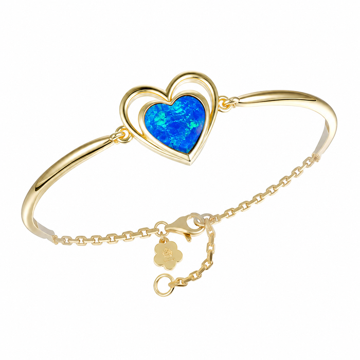 Heart Bracelet - Blue Opal - 0049