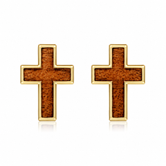 Cross Earrings - Wood - 0031