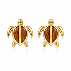 Honu Earrings - Wood - 0032