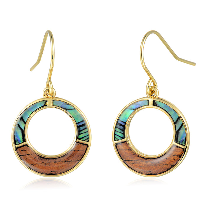 Everyday Earrings - Abalone + Wood - 0037