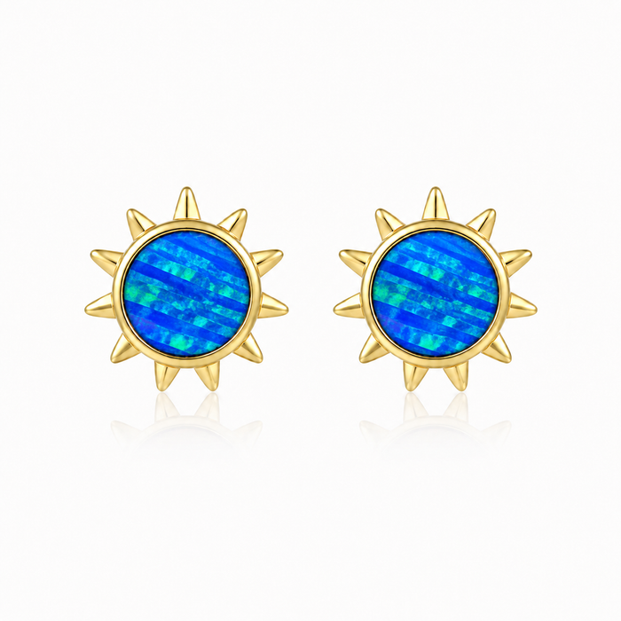 Statement Earrings - Blue Opal - 0053
