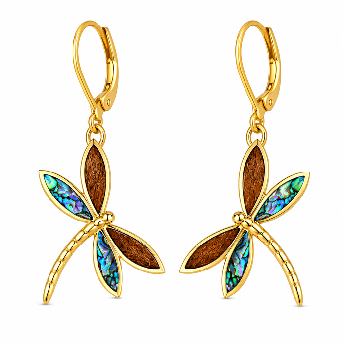 Nature Earrings - Abalone + Wood - 0057
