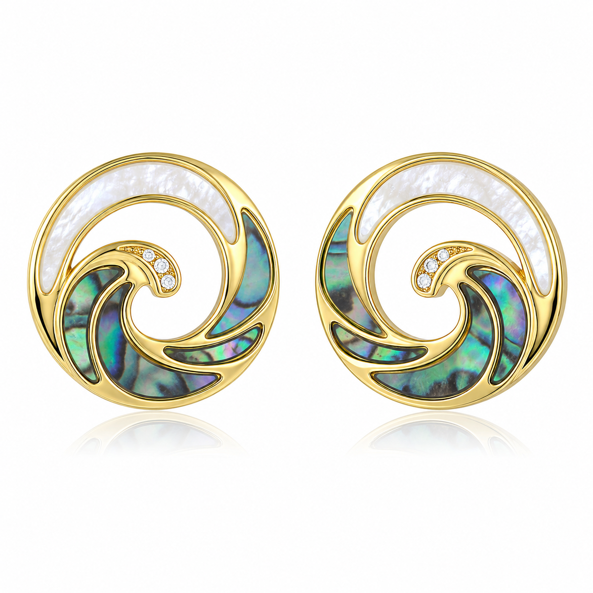 Ocean Earrings - Abalone + White MOP - 0064
