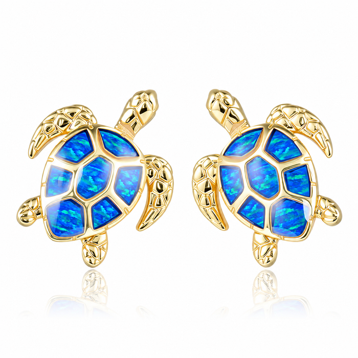 Honu Earrings - Blue Opal - 0065