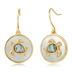 Honu Earrings - Abalone + White MOP - 0079