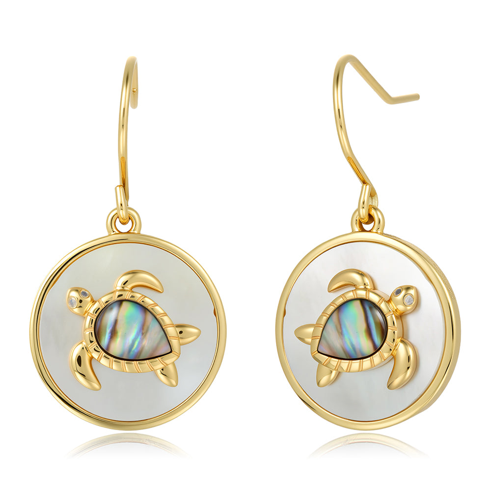 Honu Earrings - Abalone + White MOP - 0079