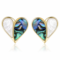 Heart Earrings - Abalone + White MOP - 0101