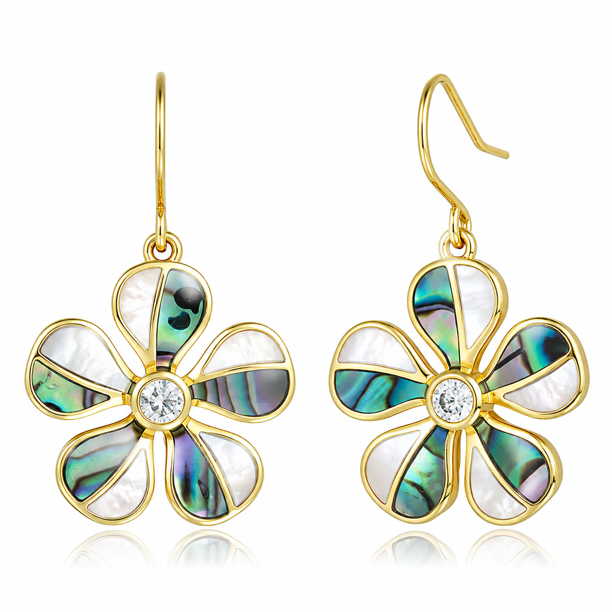 Island Floral Earrings - Abalone + White MOP - 0112