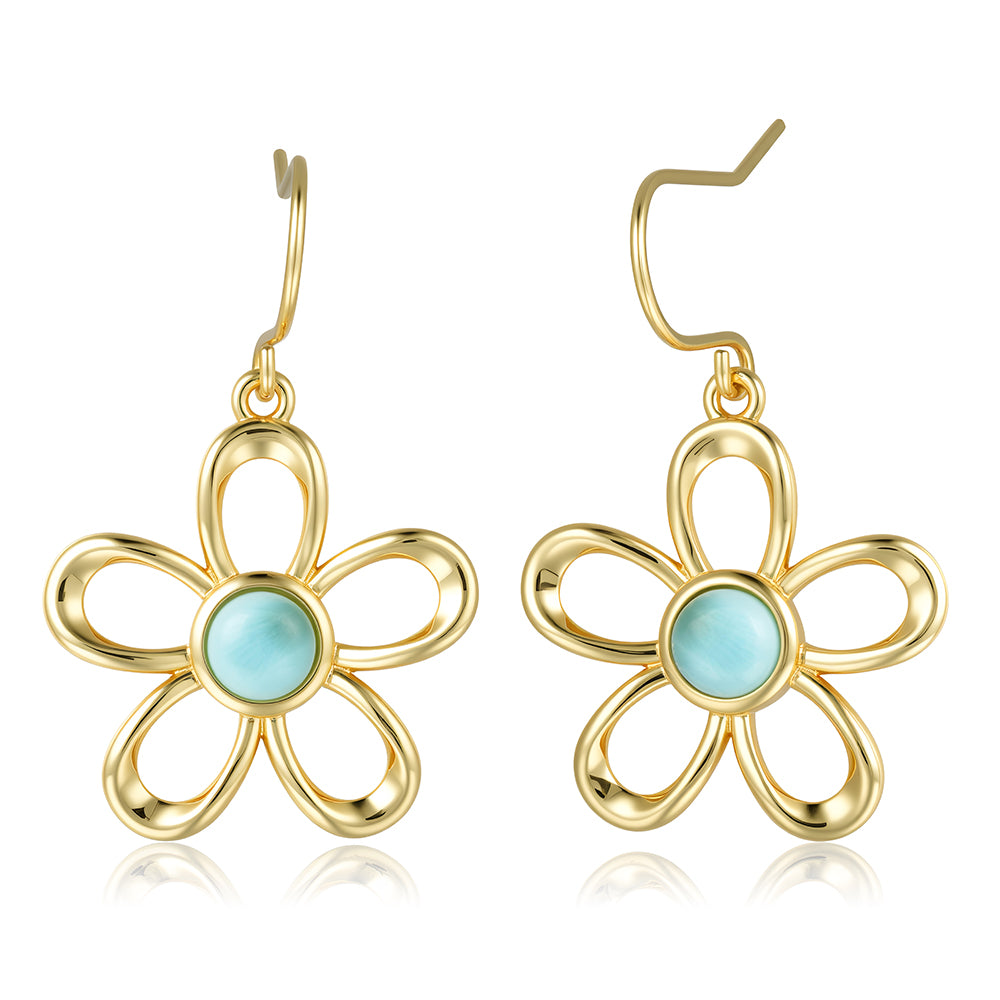 Island Floral Earrings - Larimar - 0123