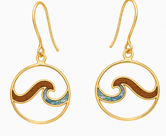 Ocean Earrings - Abalone + Wood - 0130