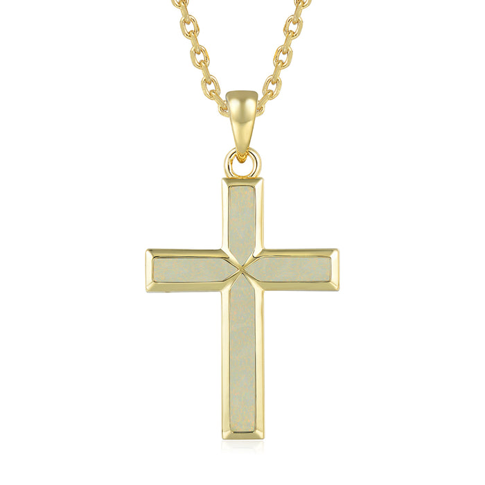 Cross Pendant - White Opal - 0010