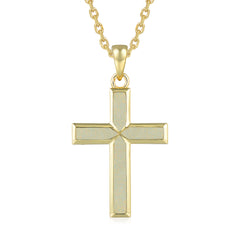 Cross Pendant - White Opal - 0010