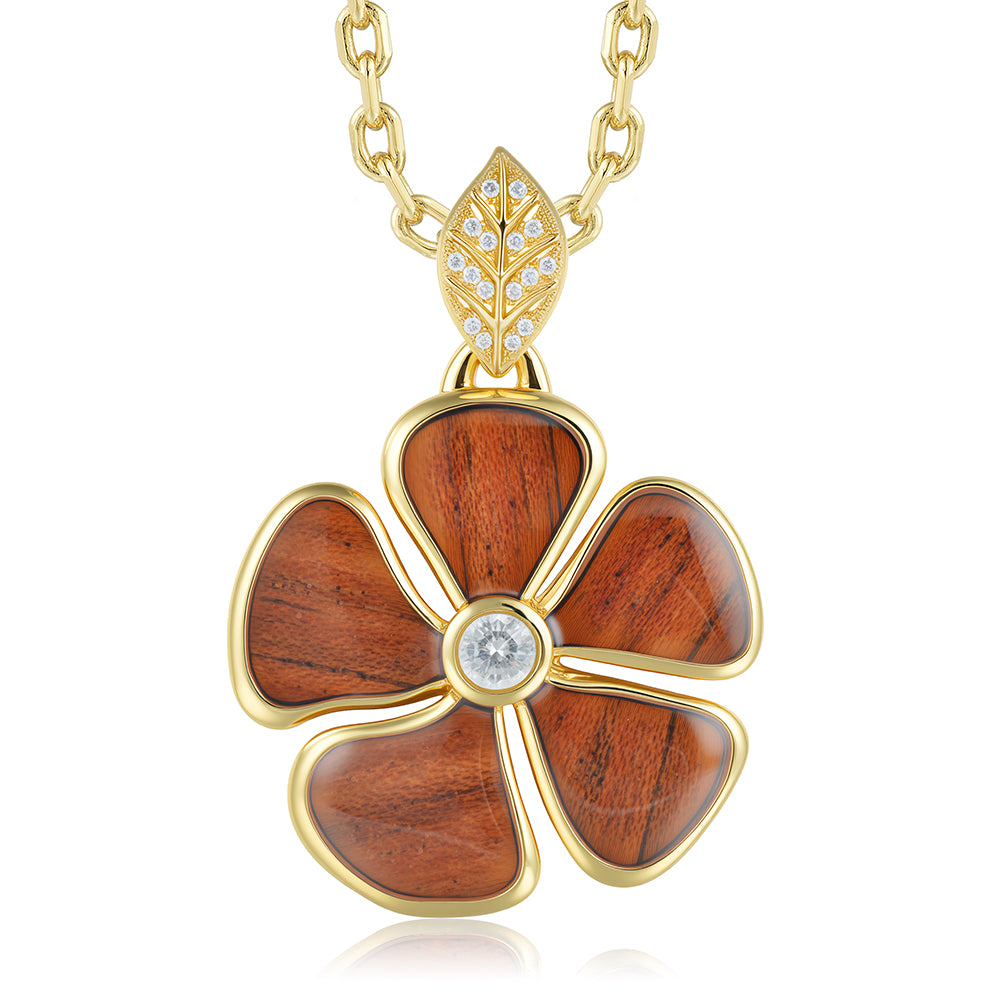 Island Floral Pendant - Wood - 0028