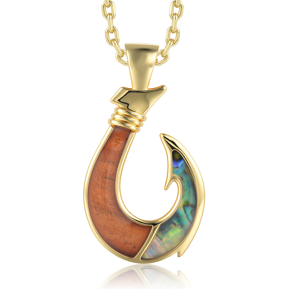 Island Icon Pendant - Abalone + Wood - 0036