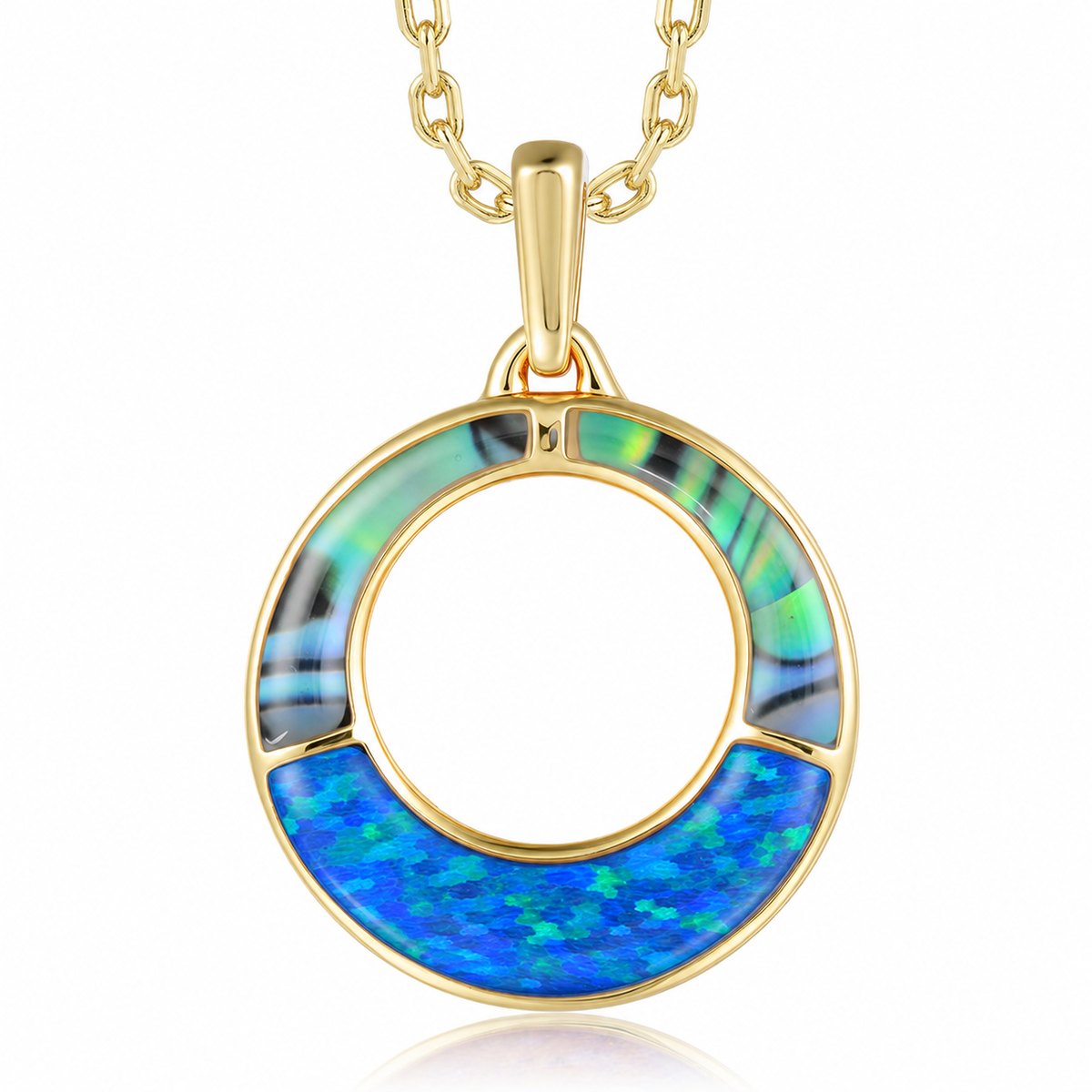Everyday Pendant - Abalone + Blue Opal - 0037