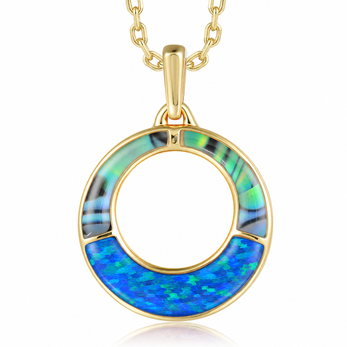 Everyday Pendant - Abalone + Blue Opal - 0037