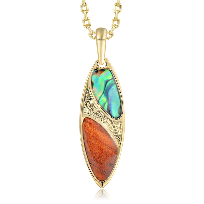 Ocean Pendant - Abalone + Wood - 0038