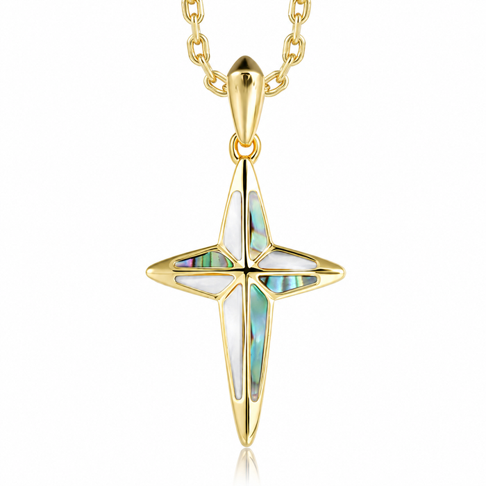Cross Pendant - Abalone + White MOP - 0044