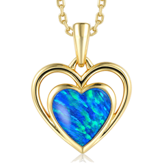 Heart Pendant - Blue Opal - 0049