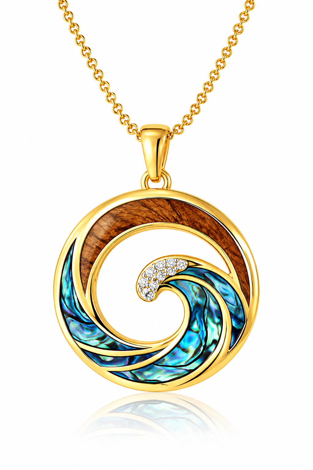 Ocean Pendant - Abalone + Wood - 0064
