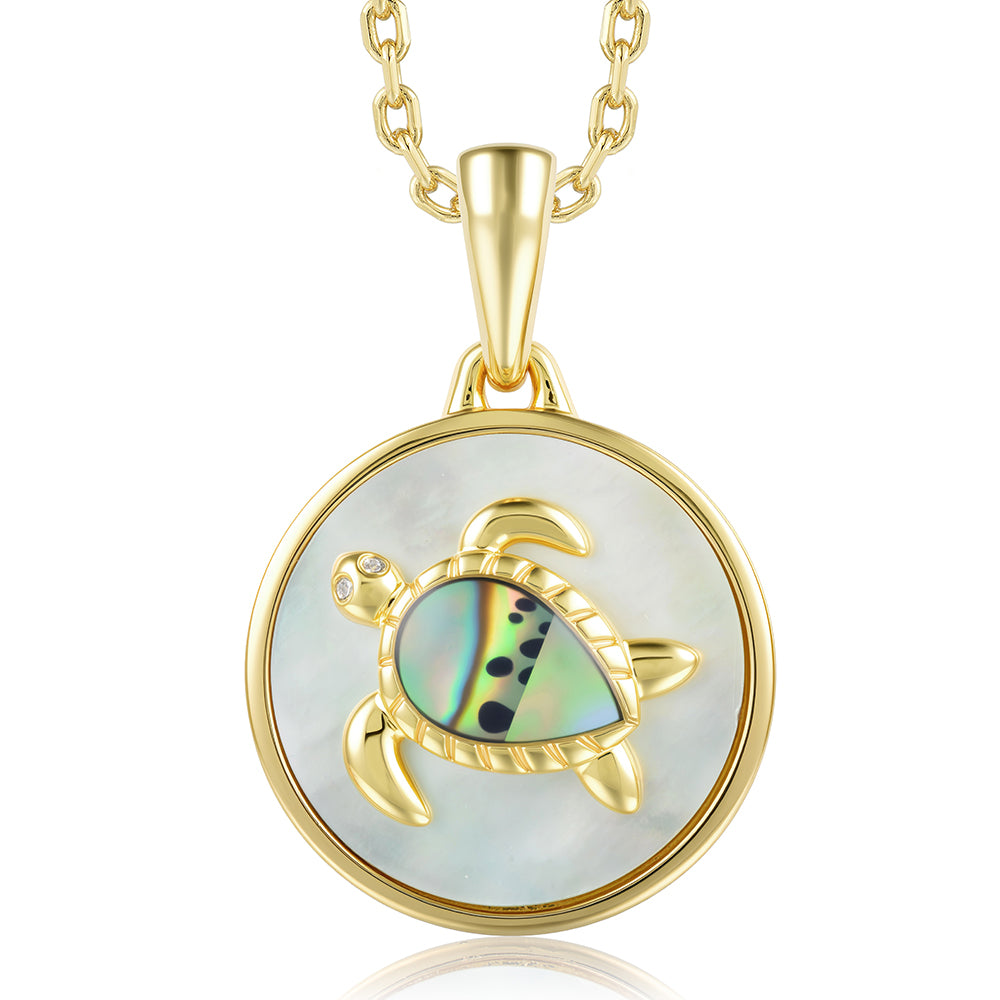 Honu Pendant - Abalone + White MOP - 0079