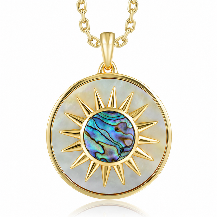 Statement Pendant - White MOP + Abalone - 0083