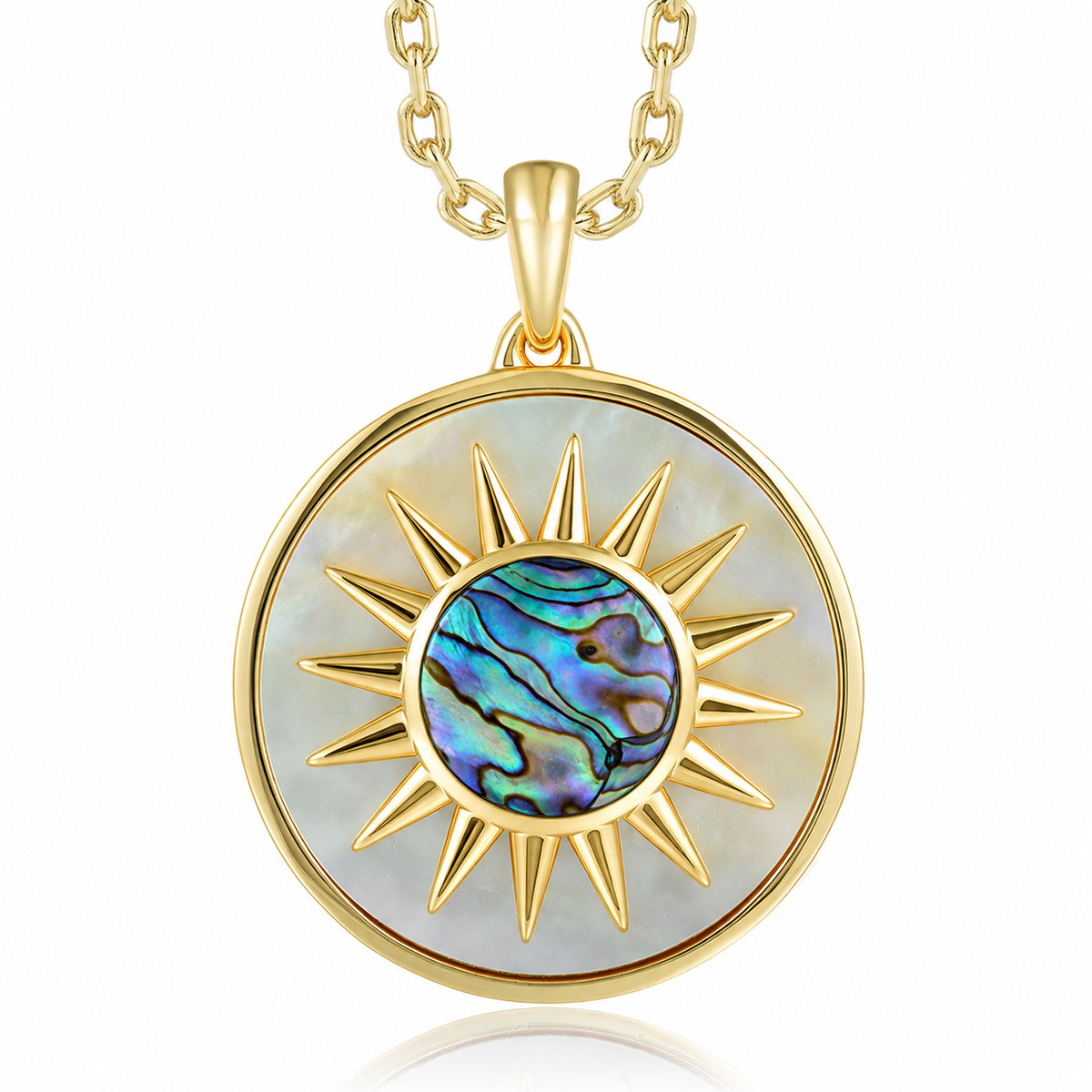 Statement Pendant - White MOP + Abalone - 0083