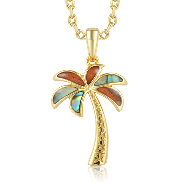 Island Icon Pendant - Abalone + Wood - 0091