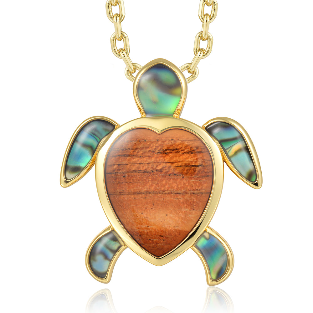 Honu Pendant - Abalone + Wood - 0104