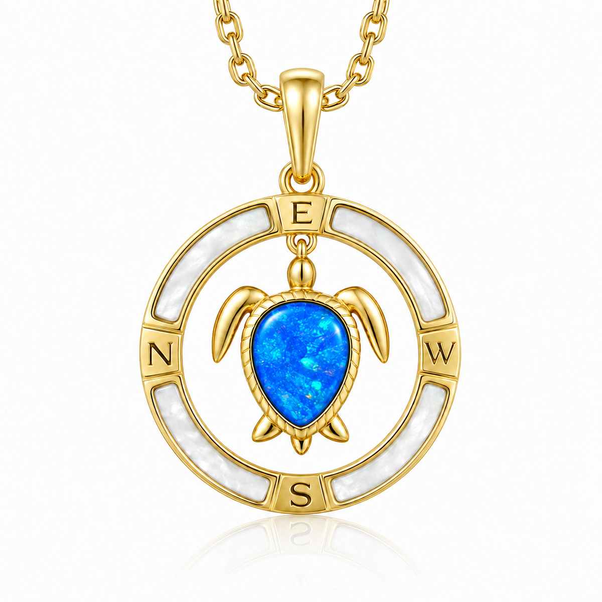 Honu Pendant - Blue Opal + White MOP - 0105