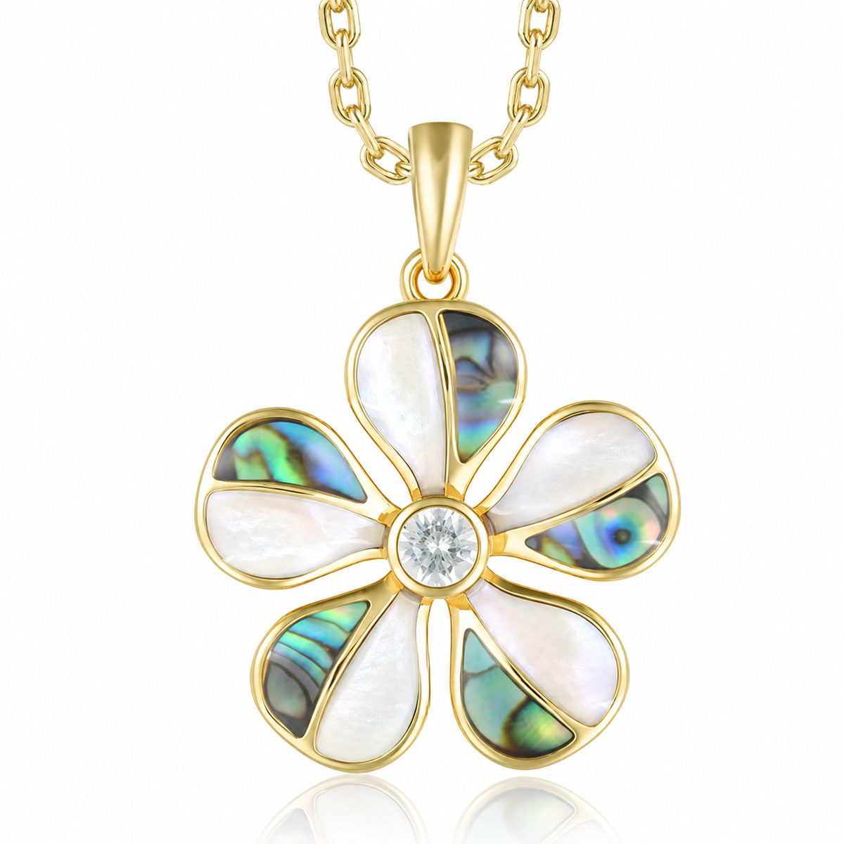 Island Floral Pendant - Abalone + White MOP - 0112