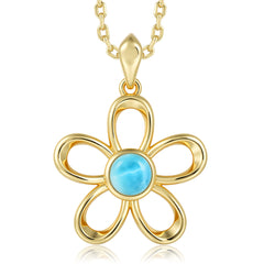 Island Floral Pendant - Larimar - 0123