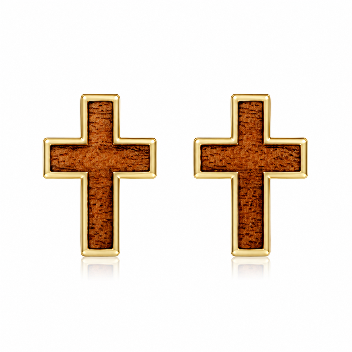 Cross Earrings - Wood - 0031