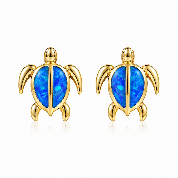 Honu Earrings - Blue Opal - 0032