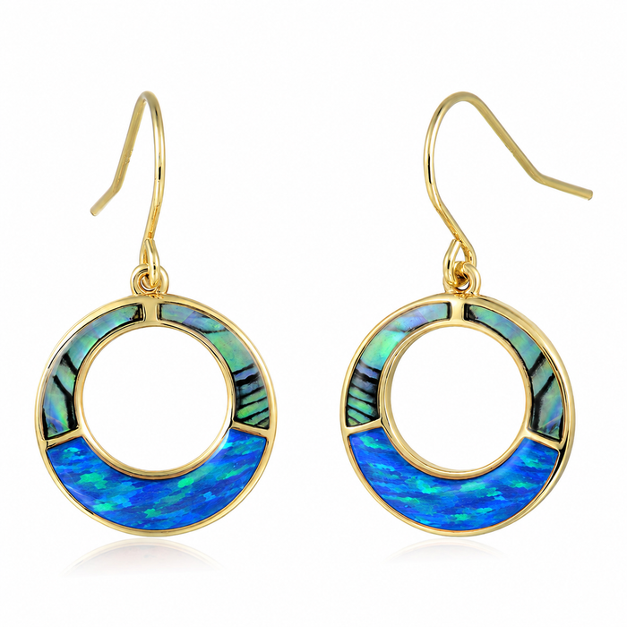 Everyday Earrings - Abalone + Blue Opal - 0037