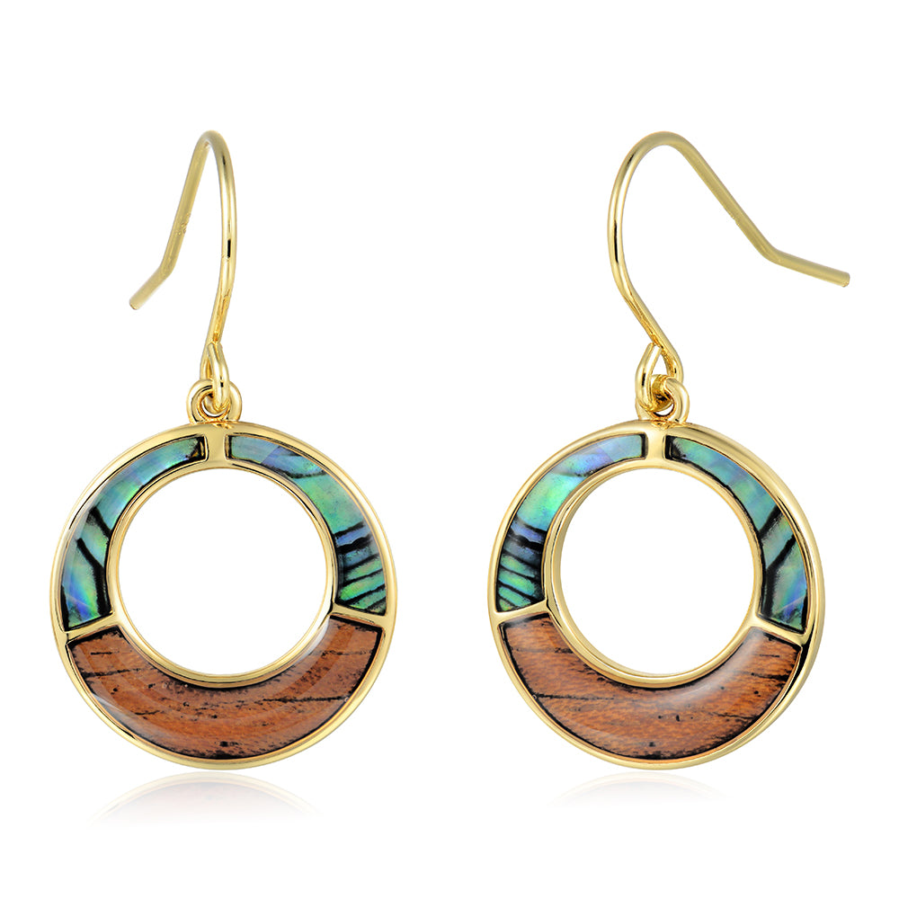 Everyday Earrings - Abalone + Wood - 0037