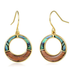 Everyday Earrings - Abalone + Wood - 0037