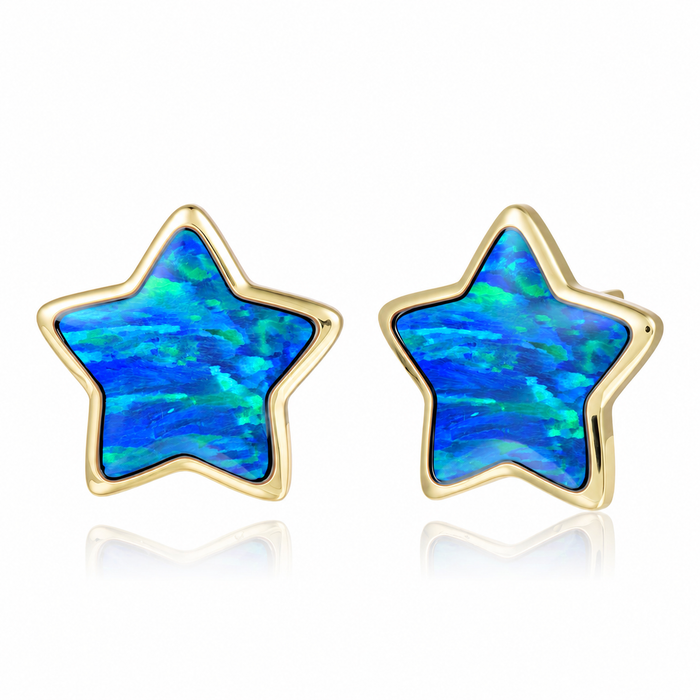 Statement Earrings - Blue Opal - 0048