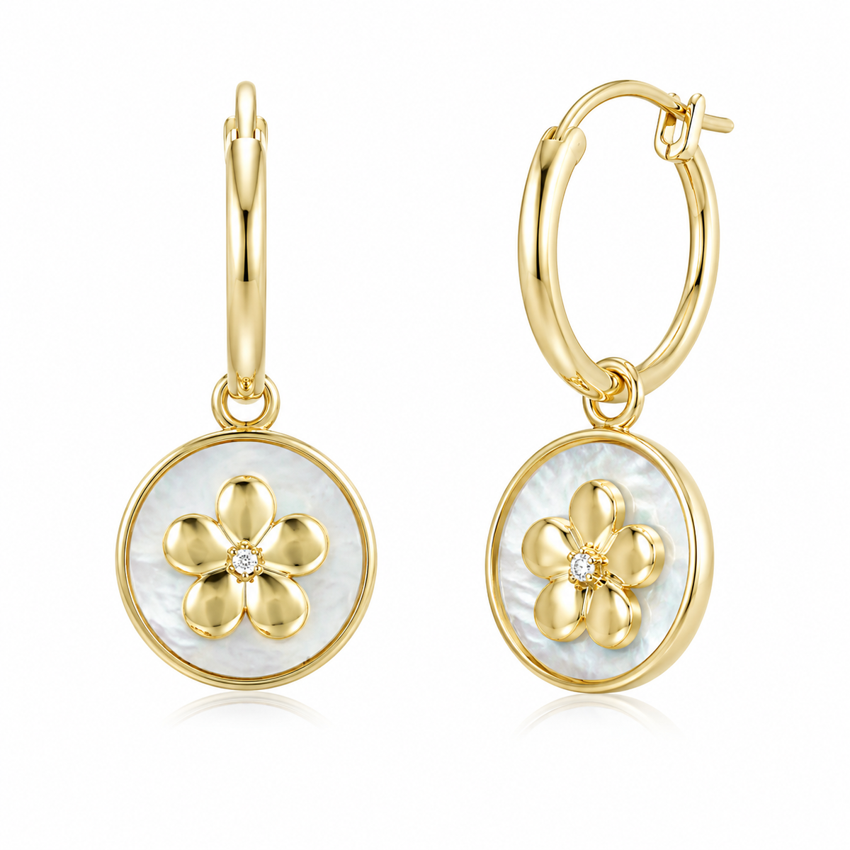 Island Floral Earrings - White MOP - 0050