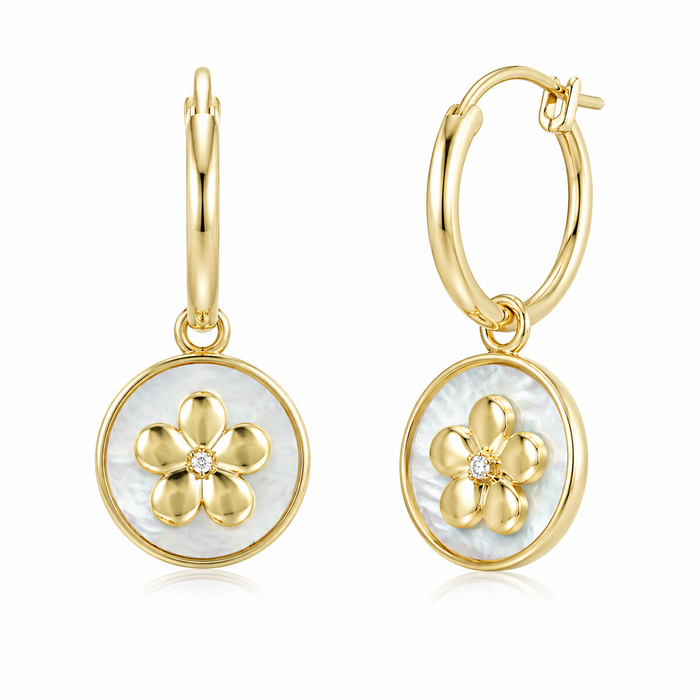 Island Floral Earrings - White MOP - 0050