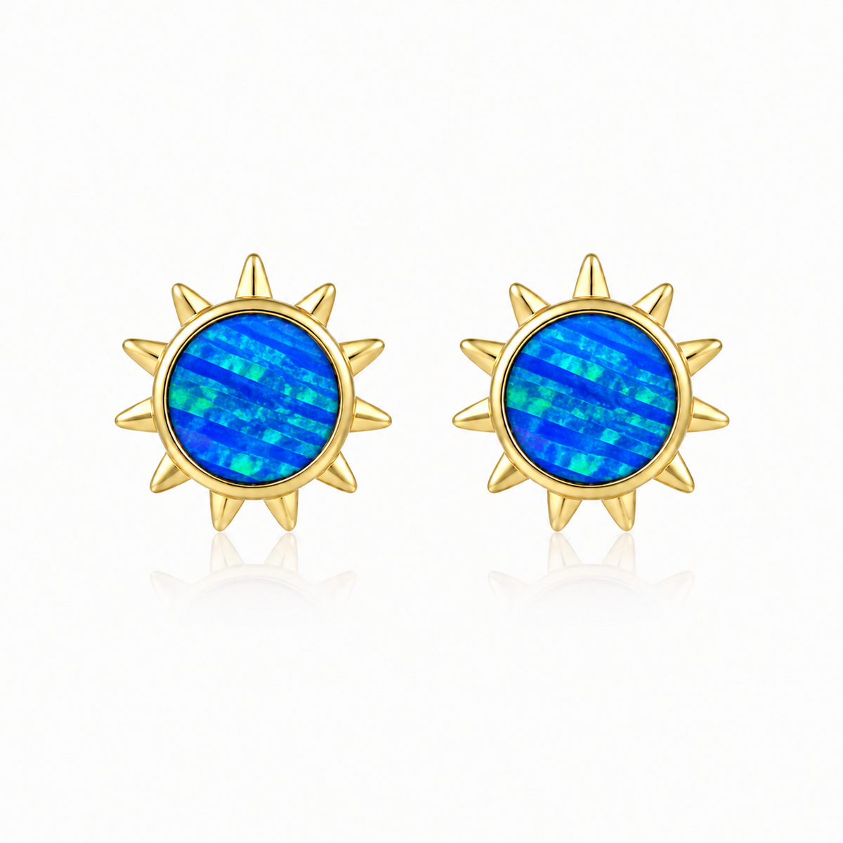 Statement Earrings - Blue Opal - 0053