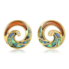 Ocean Earrings - Abalone + Wood - 0064