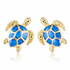 Honu Earrings - Blue Opal - 0065