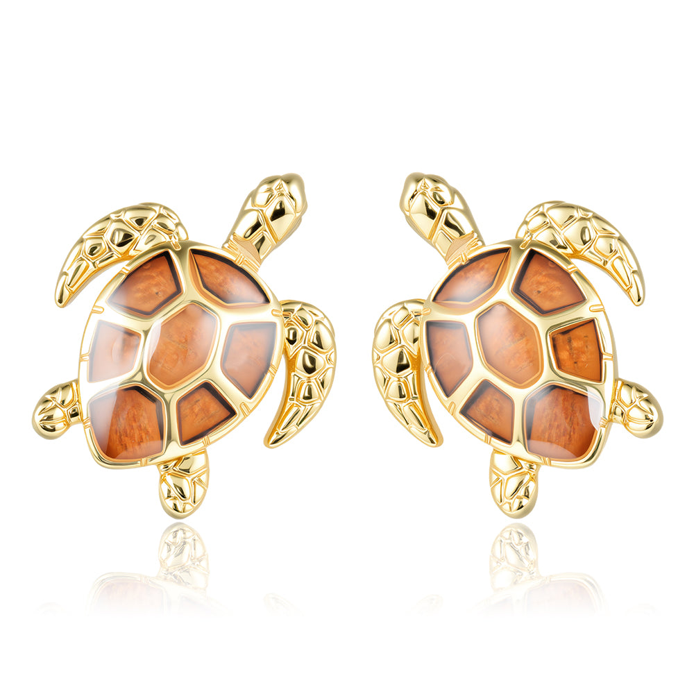 Honu Earrings - Wood - 0065