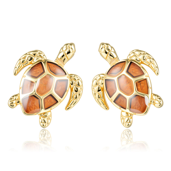 Honu Earrings - Wood - 0065