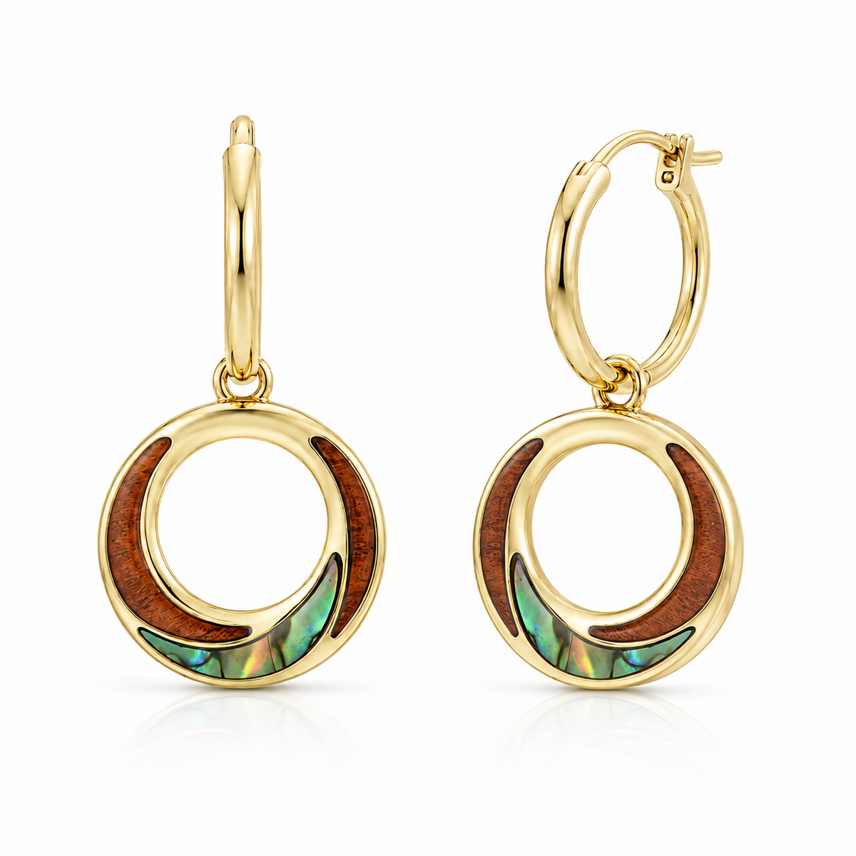 Ocean Earrings - Abalone + Wood - 0075