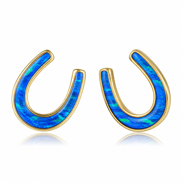 Statement Earrings - Blue Opal - 0076