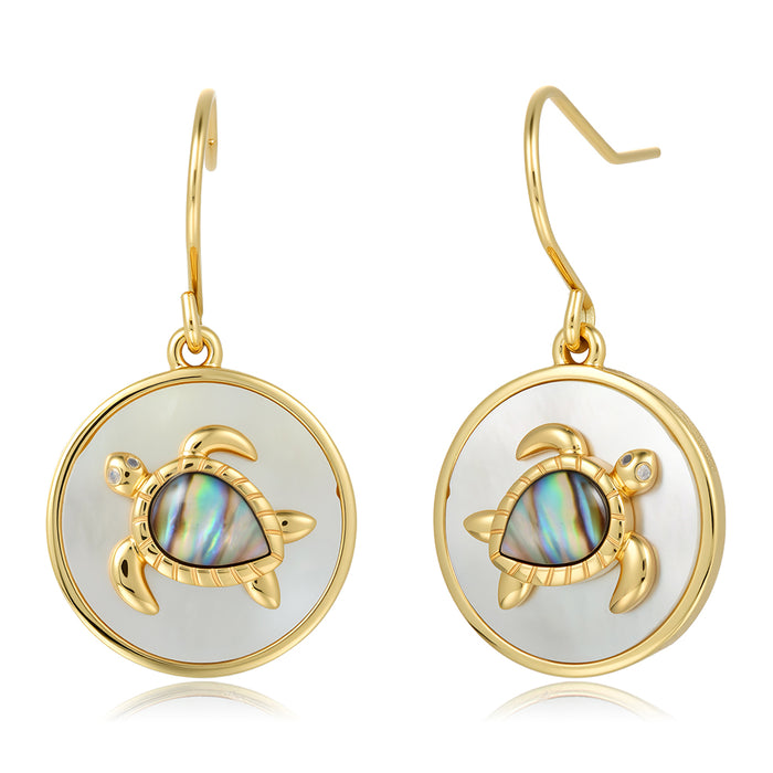 Honu Earrings - Abalone + White MOP - 0079