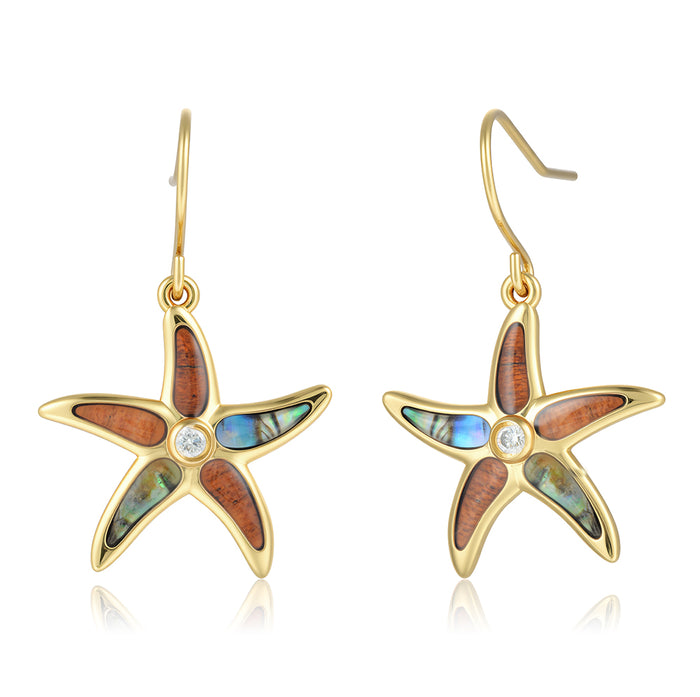 Ocean Earrings - Abalone + Wood - 0090