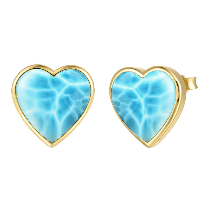 Heart Earrings - Larimar - 0097